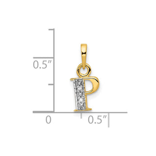 10K Yellow Gold and Rhodium-plated Diamond Initial P Charm