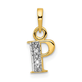 10K Yellow Gold and Rhodium-plated Diamond Initial P Charm