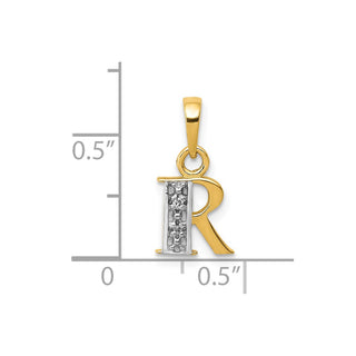 10K Yellow Gold and Rhodium-plated Diamond Initial R Charm