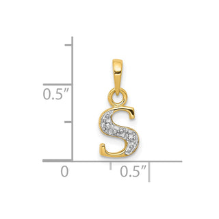 10K Yellow Gold and Rhodium-plated Diamond Initial S Charm