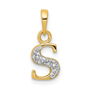 10K Yellow Gold and Rhodium-plated Diamond Initial S Charm