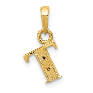 10K Yellow Gold and Rhodium-plated Diamond Initial T Charm