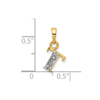 10K Yellow Gold and Rhodium-plated Diamond Initial T Charm