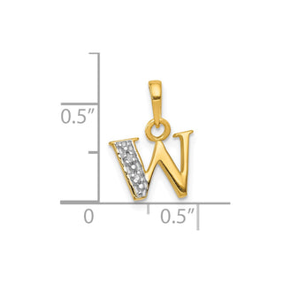 10K Yellow Gold and Rhodium-plated Diamond Initial W Charm