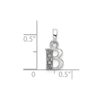 10K White Gold Diamond Initial B Pendant