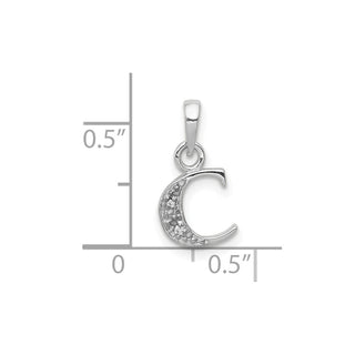 10K White Gold Diamond Initial C Pendant