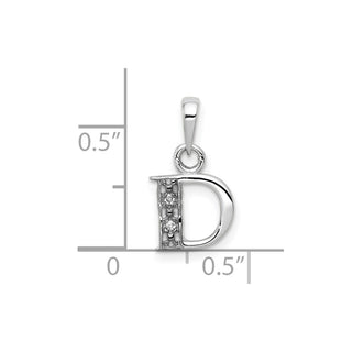 10K White Gold Diamond Initial D Pendant