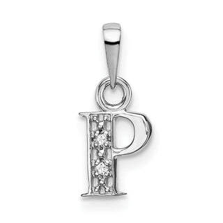 10k White Gold Initial P Charm 10YC251P