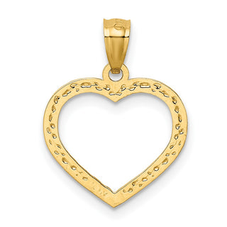 10K Yellow Gold Polished & Textured Cut-out Heart Pendant