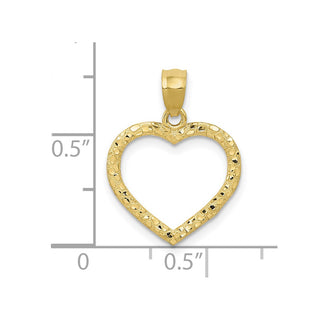10K Yellow Gold Polished & Textured Cut-out Heart Pendant