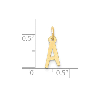 10K Yellow Gold Small Slanted Block Initial A Charm