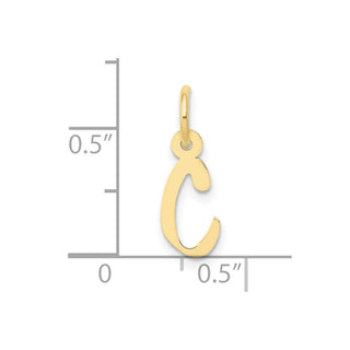10K Yellow Gold Small Slanted Block Initial C Charm