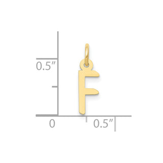 10K Yellow Gold Small Slanted Block Initial F Charm