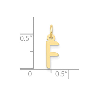 10K Yellow Gold Small Slanted Block Initial F Charm