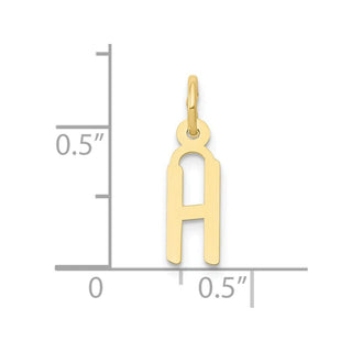 10K Yellow Gold Small Slanted Block Initial H Charm