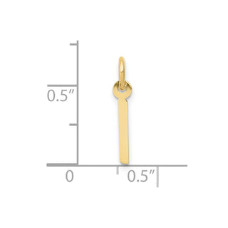 10K Yellow Gold Small Slanted Block Initial I Charm