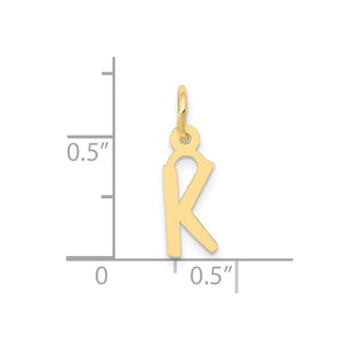 10K Yellow Gold Small Slanted Block Initial K Charm