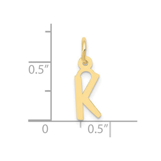 10K Yellow Gold Small Slanted Block Initial K Charm