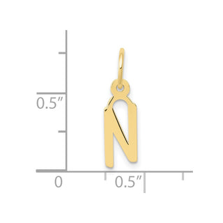 10K Yellow Gold Small Slanted Block Initial N Charm