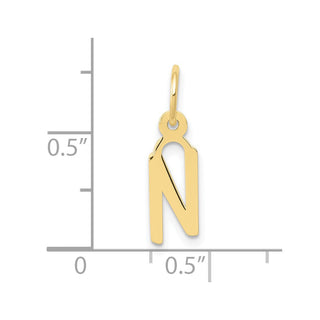 10K Yellow Gold Small Slanted Block Initial N Charm