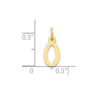 10K Yellow Gold Small Slanted Block Initial O Charm