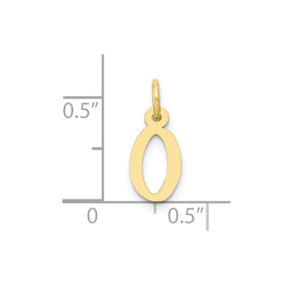 10K Yellow Gold Small Slanted Block Initial O Charm