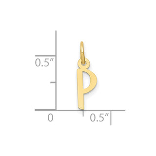 10K Yellow Gold Small Slanted Block Initial P Charm
