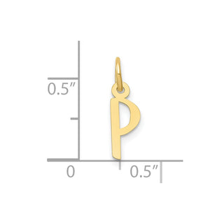 10K Yellow Gold Small Slanted Block Initial P Charm