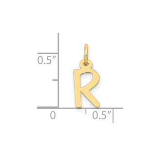 10K Yellow Gold Small Slanted Block Initial R Charm