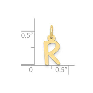 10K Yellow Gold Small Slanted Block Initial R Charm