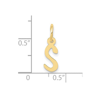 10K Yellow Gold Small Slanted Block Initial S Charm