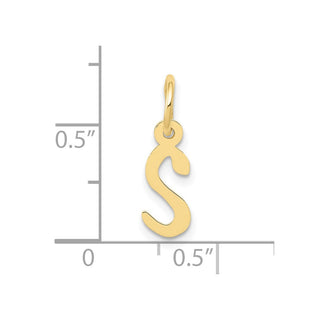 10K Yellow Gold Small Slanted Block Initial S Charm