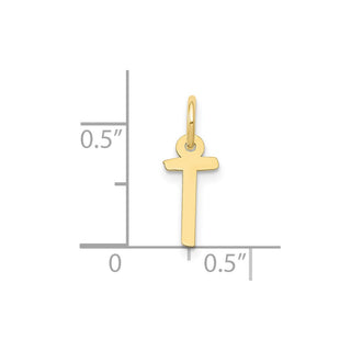 10K Yellow Gold Small Slanted Block Initial T Charm