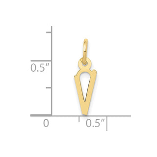 10K Yellow Gold Small Slanted Block Initial V Charm