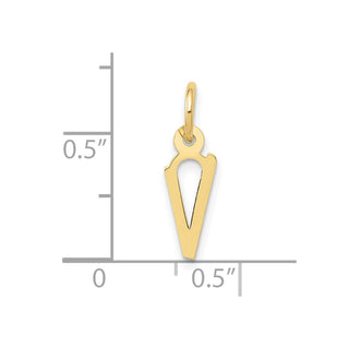10K Yellow Gold Small Slanted Block Initial V Charm