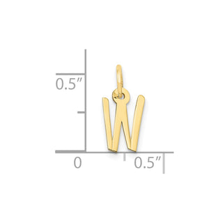 10K Yellow Gold Small Slanted Block Initial W Charm