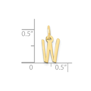 10K Yellow Gold Small Slanted Block Initial W Charm