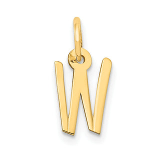 10K Yellow Gold Small Slanted Block Initial W Charm