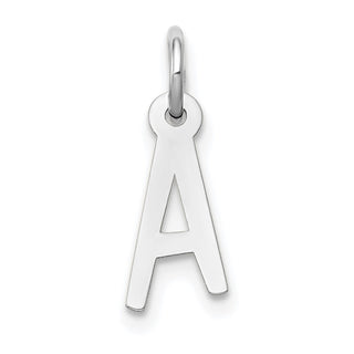 10k White Gold Small Slanted Block Initial A Charm