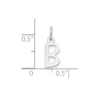 10k White Gold Small Slanted Block Initial B Charm