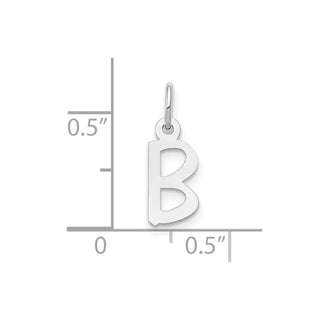 10k White Gold Small Slanted Block Initial B Charm