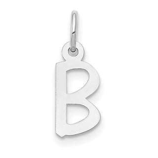 10k White Gold Small Slanted Block Initial B Charm