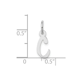 10k White Gold Small Slanted Block Initial C Charm