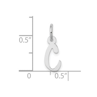 10k White Gold Small Slanted Block Initial C Charm
