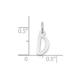 10k White Gold Small Slanted Block Initial D Charm