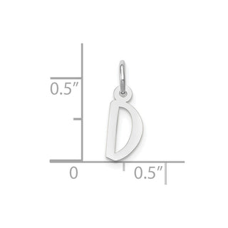 10k White Gold Small Slanted Block Initial D Charm