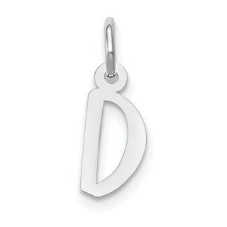 10k White Gold Small Slanted Block Initial D Charm