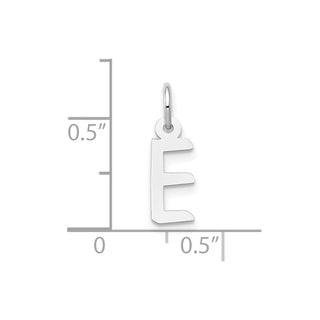 10k White Gold Small Slanted Block Initial E Charm