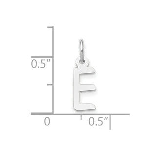 10k White Gold Small Slanted Block Initial E Charm