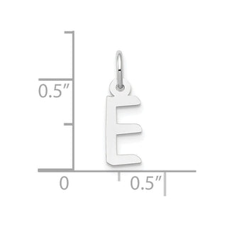 10k White Gold Small Slanted Block Initial E Charm